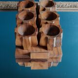 6 egg cups and their olive wood tray