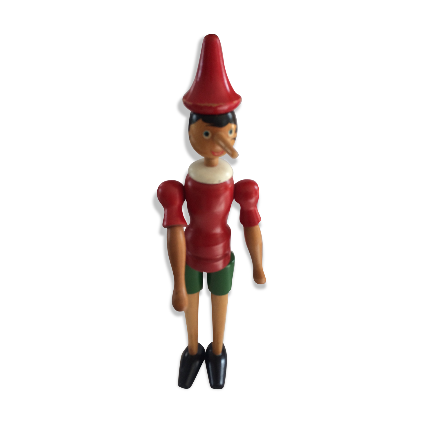Pinocchio large red and green wooden articulated