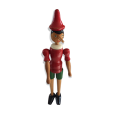 Pinocchio articulè de grande taille en bois rouge et vert