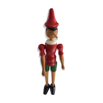 Pinocchio large red and green wooden articulated