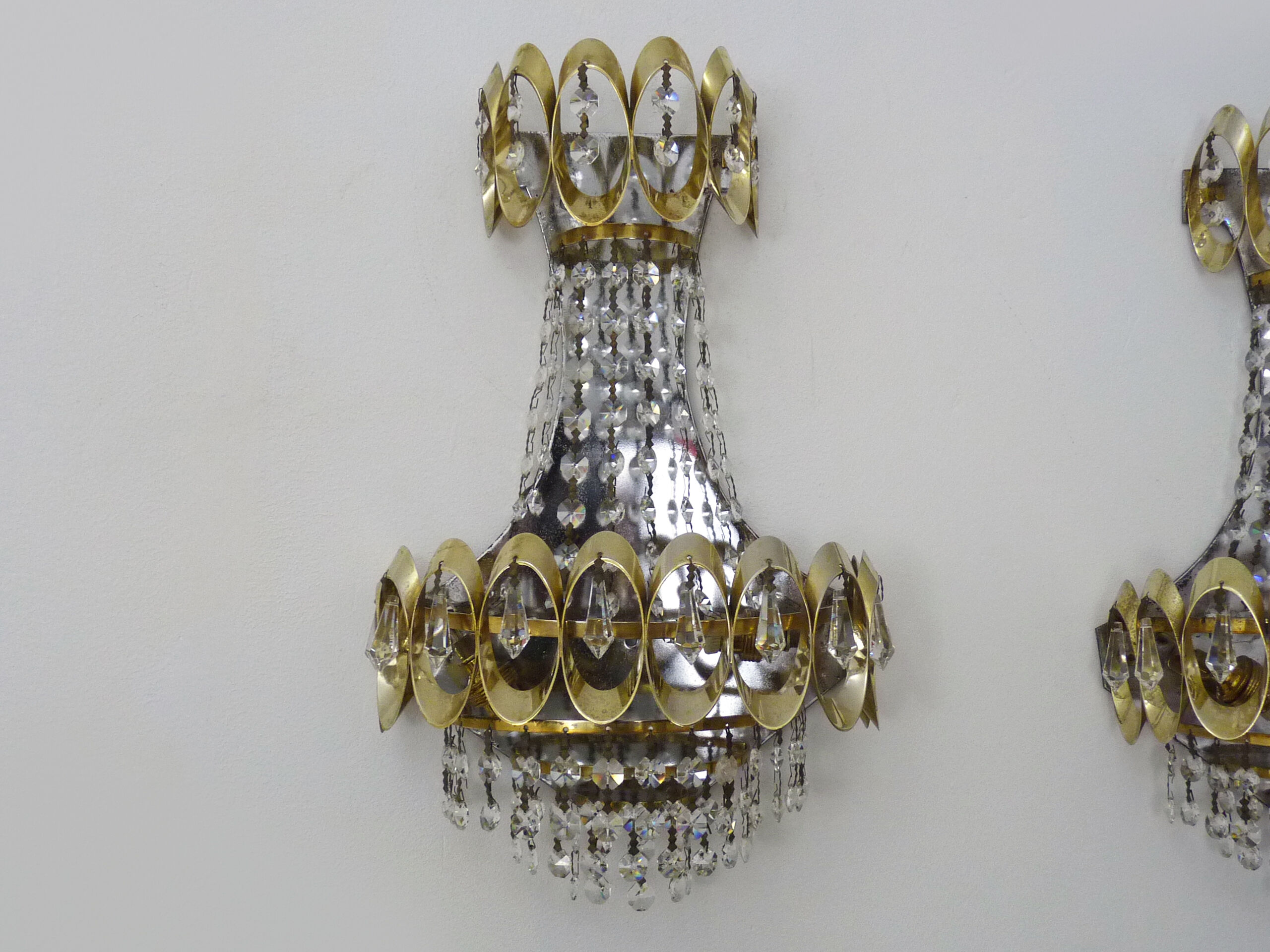 Pair of double hot air balloon wall sconces, 60s