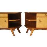 Paire de chevets vintage en bois pieds compas