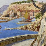 Painting signed Xavier SAGER 1881-1969 Route de Nice view of the port