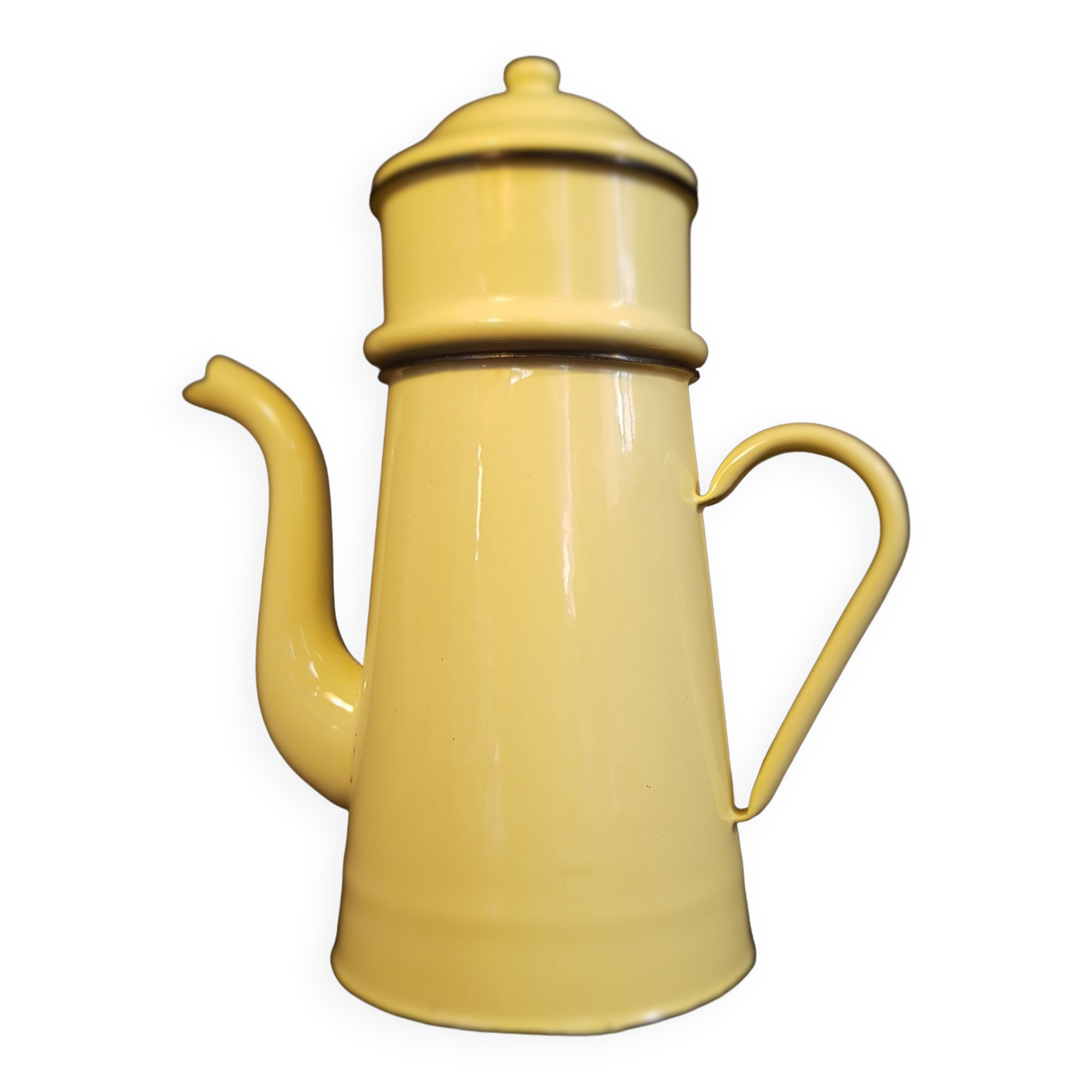 Cafetière en tôle émaillée jaune