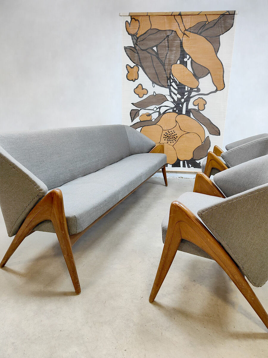 Midcentury scandinavian design lounge set sofa armchairs