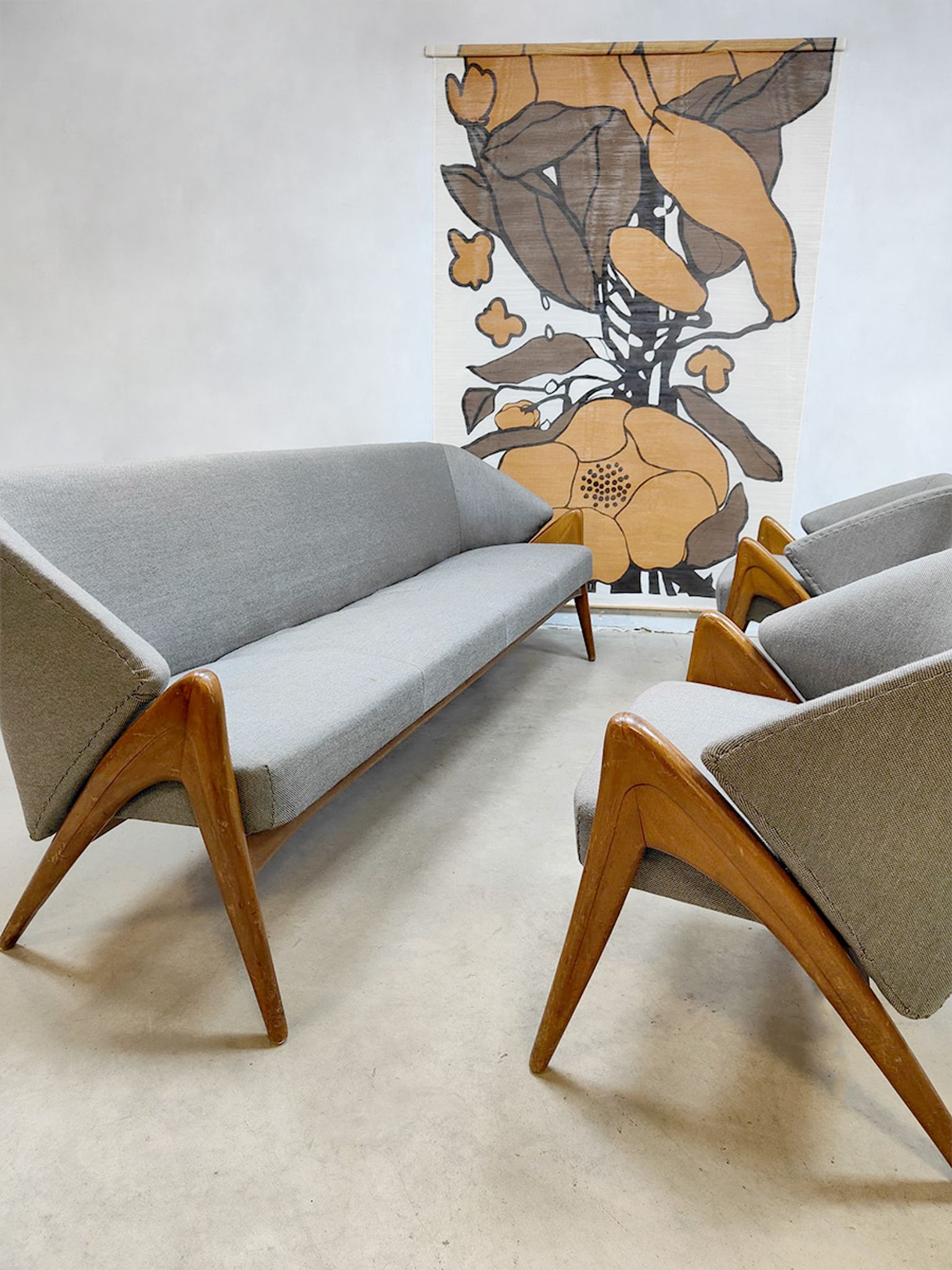 Midcentury scandinavian design lounge set sofa armchairs