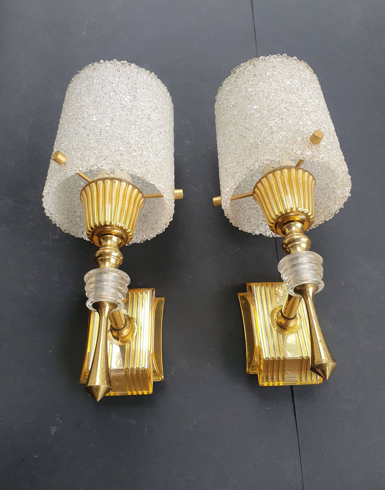 Pair of vintage 1970s perspex wall sconces.