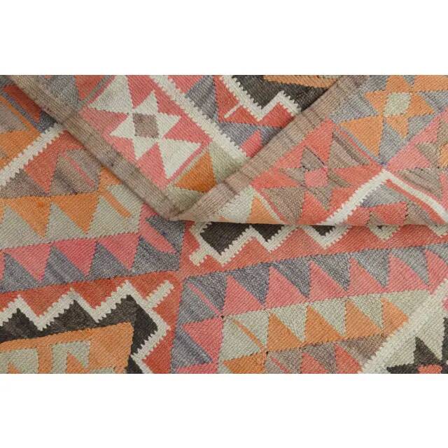 1970s Turkish Oushak Handmade Wool Cotton Pink Runner Rug 98x327