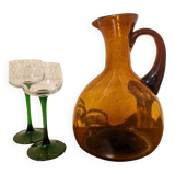 Large vintage amber glass carafe