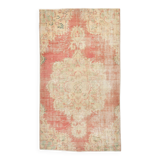 4x7 Red & Salmon Oriental Pattern Vintage Rug, 120x213Cm