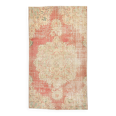 4x7 Red & Salmon Oriental Pattern Vintage Rug, 120x213Cm