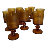 Set of 10 1970 glasses in molded glass tree wood