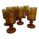 Set of 10 1970 glasses in molded glass tree wood