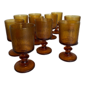 Set de 10 verres 1970 en verre moulé bois d'arbre
