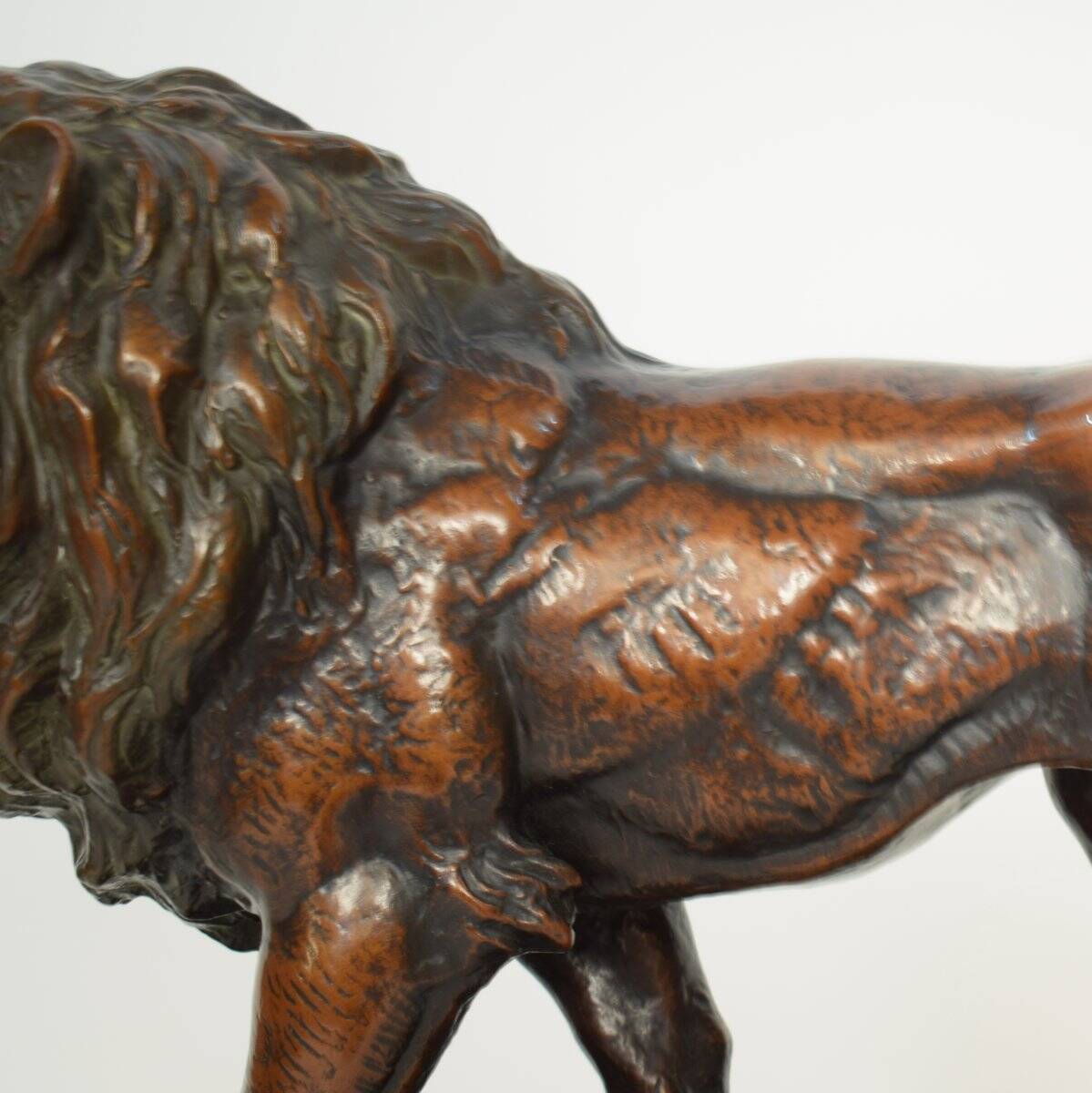 Big German Art Deco Lion Sculpture in Ceramic, Terracotta Copper, 1930