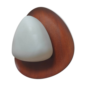 Scandinavian ceiling light in teak and glass