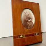 Antique Wood & mother of pearl Picture Frame with  intarsia