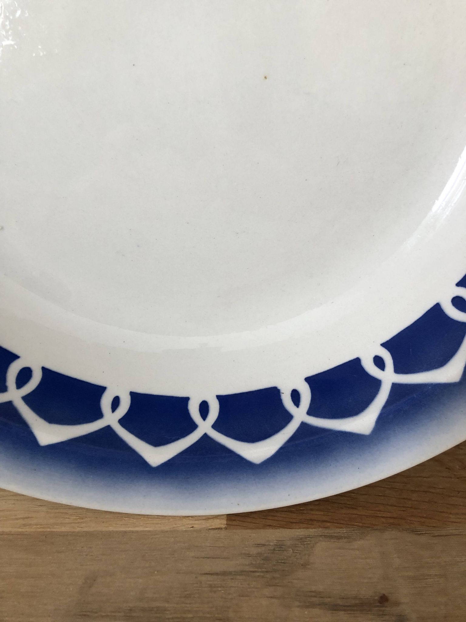 Vintage sublime white and blue hollow dish Badonviller earthenware