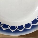 Plat creux blanc et bleu faïence badonviller vintage sublime