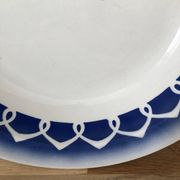 Vintage sublime white and blue hollow dish Badonviller earthenware