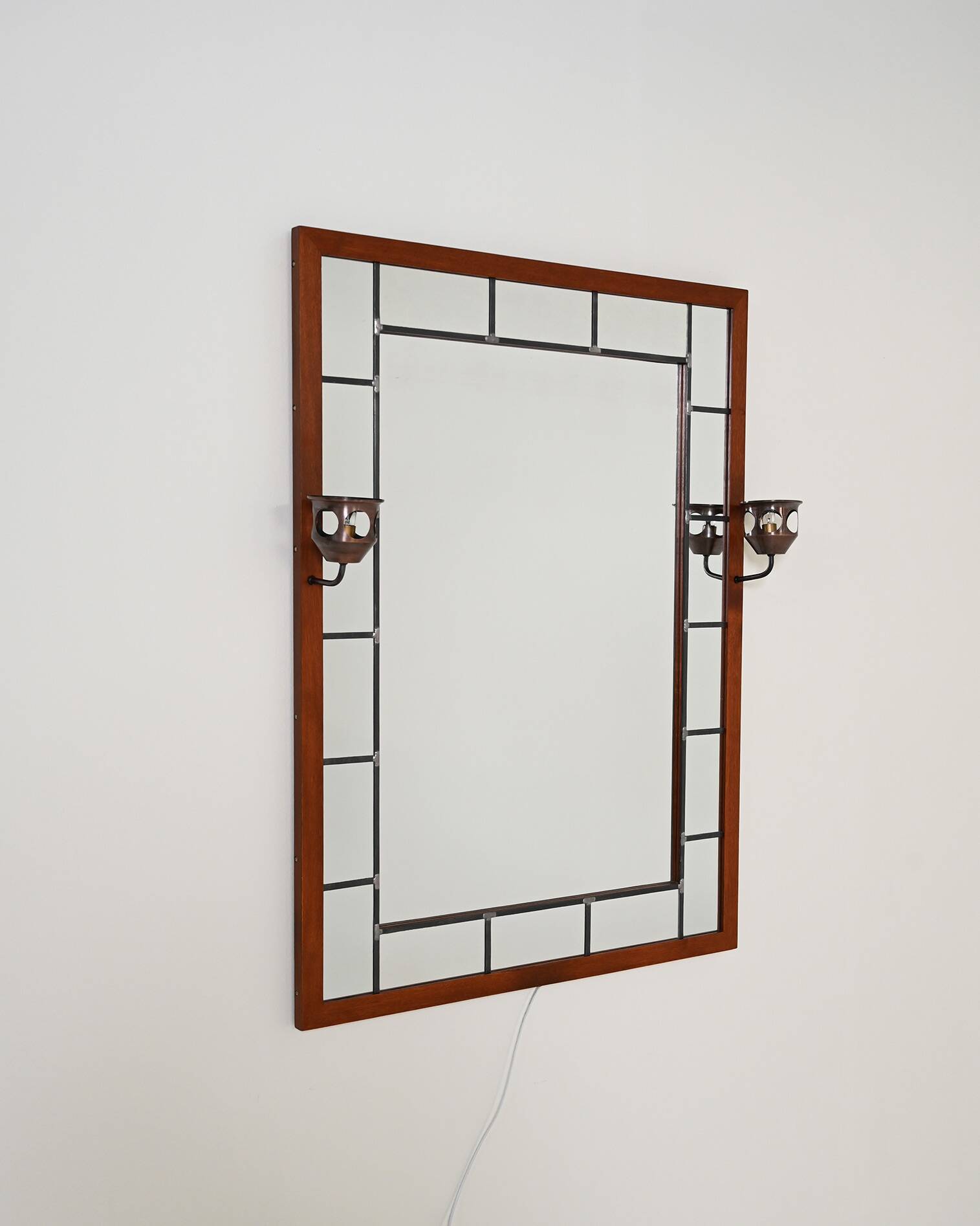 Illuminated oak mirror by AB Glas & Trä Hovmantorp, 1950s-1960s