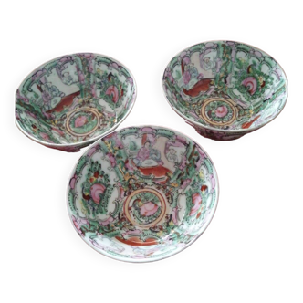 Lot de 3 bols de riz porcelaine macao peint à la main