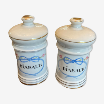 Pair of porcelain apothecary pots