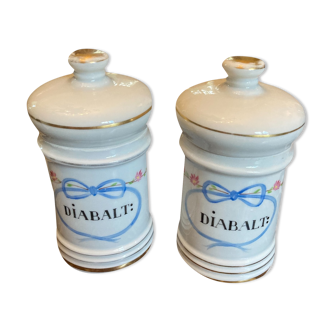 Pair of porcelain apothecary pots