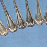 Old box of 12 small white metal spoons