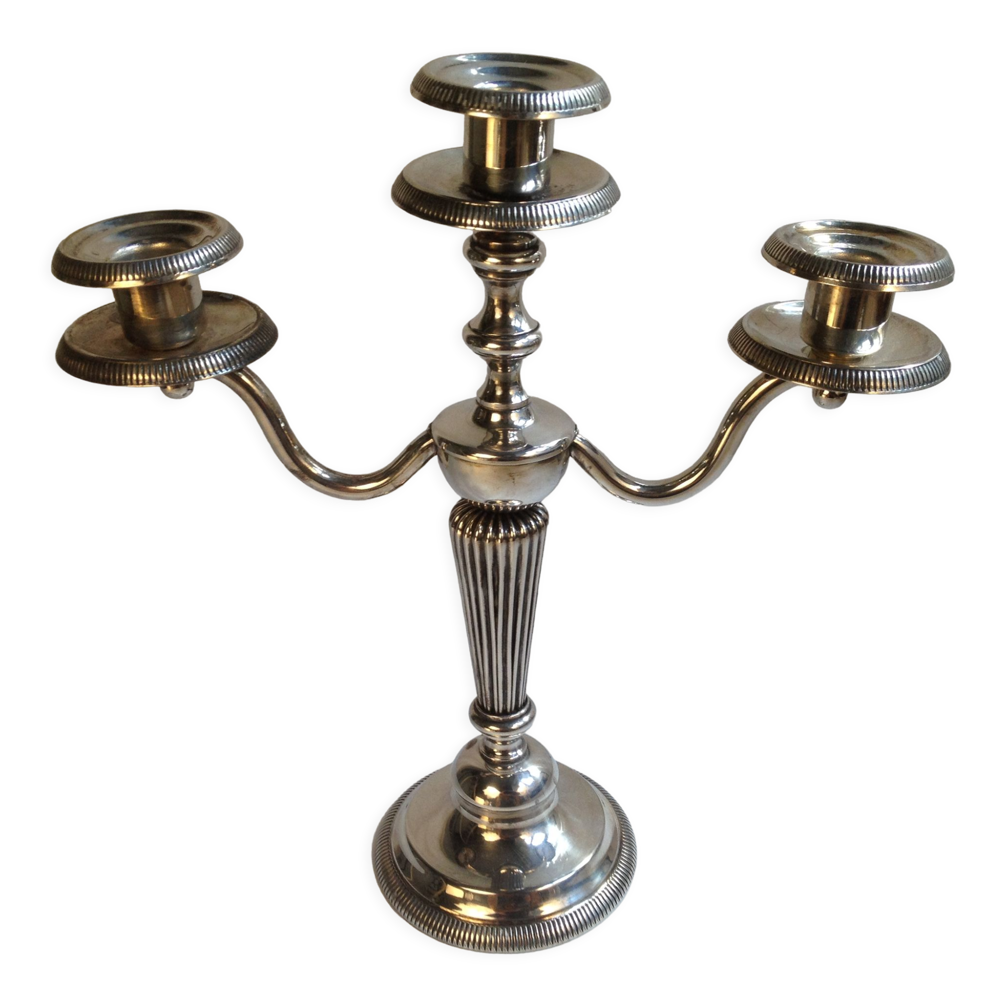 Candlestick with 3 burners in silver metal, Louis XVI style