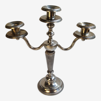 Chandelier à 3 feux en métal argenté, style Louis XVI