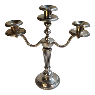 Candlestick with 3 burners in silver metal, Louis XVI style