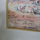 Painting View of Venice, pencil, watercolor and pastels, signed by Bernard Mangez