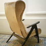 Fauteuil Wing chair à système de relaxation année 50/60