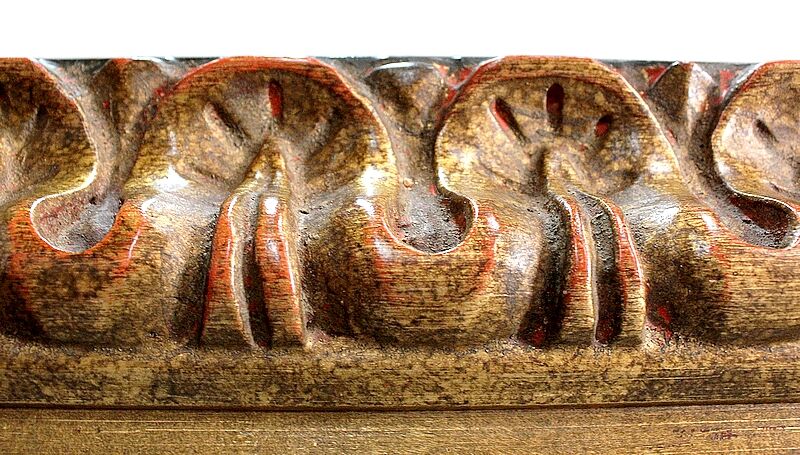 Gold-tinted wooden and stucco rectangular mirror - 1920