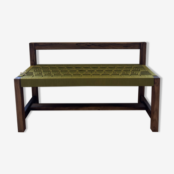 Walnut bench with khaki nylon braiding