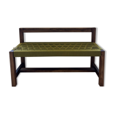 Walnut bench with khaki nylon braiding