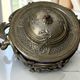 Antique cobalt blue glass biscuit barrel with ornate metal – Louis style