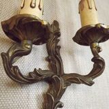 Elegant Vintage French Bronze Double Wall Sconces with Acanthus Leaf Detail 5111