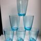 set of 6 water glasses Made in France blue glass 70s