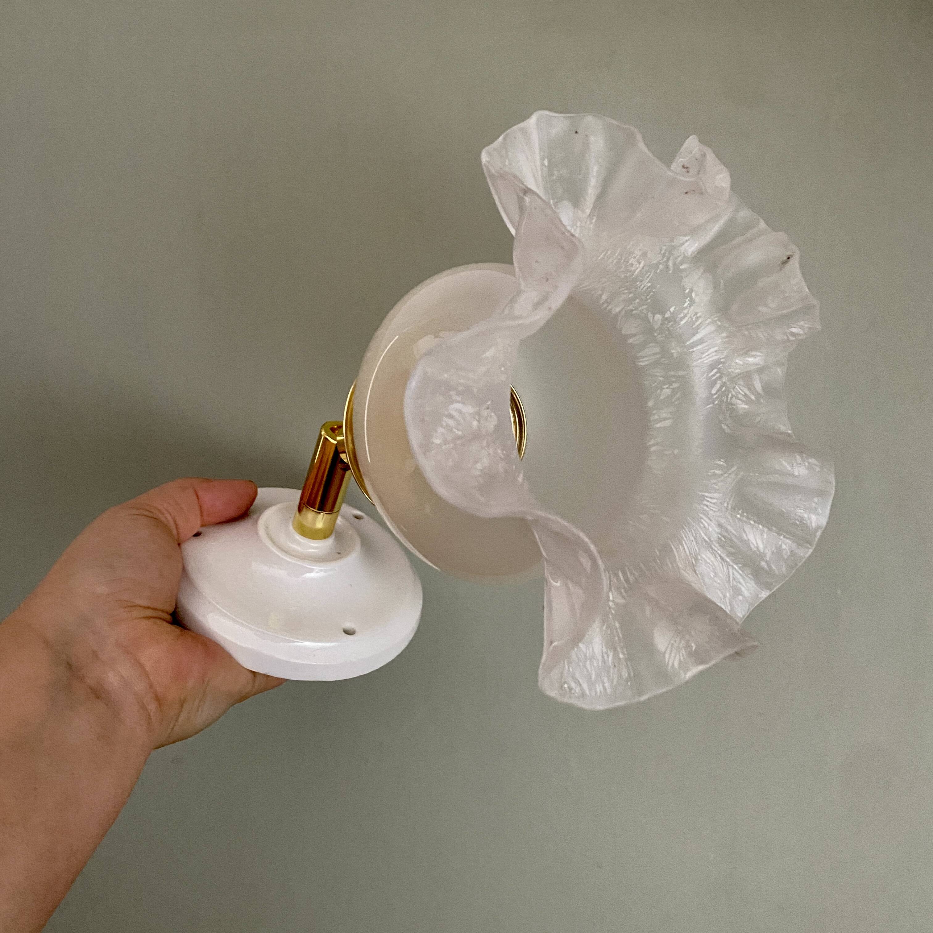 Vintage tulip wall lamp in white opaline