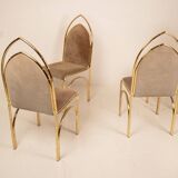 Chaises en daim et laiton 1970 Manufacture italienne