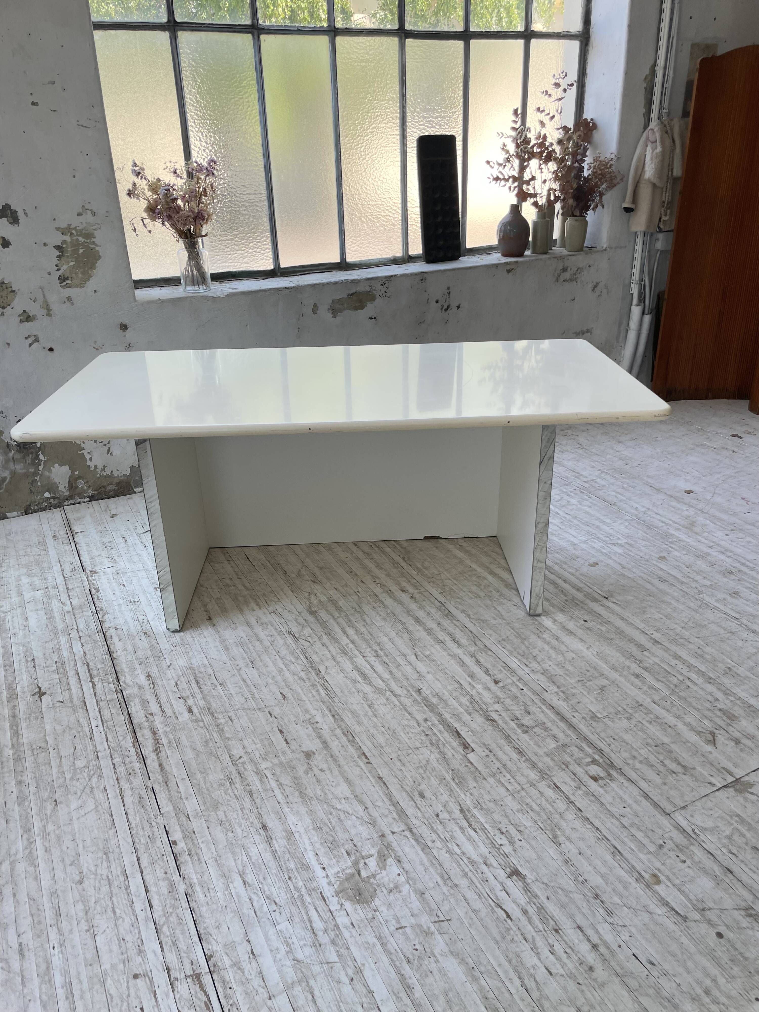 80s lacquered desk and mirror