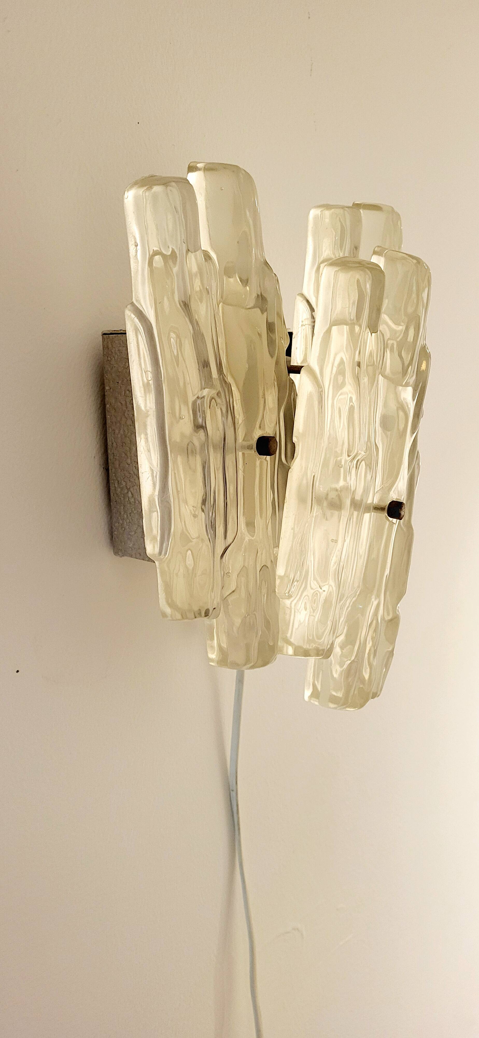 Vintage lucite wall lamp in ice glass model 1970s