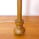 Wooden candle holder mounted as a lamp and its rope lampshade (large).