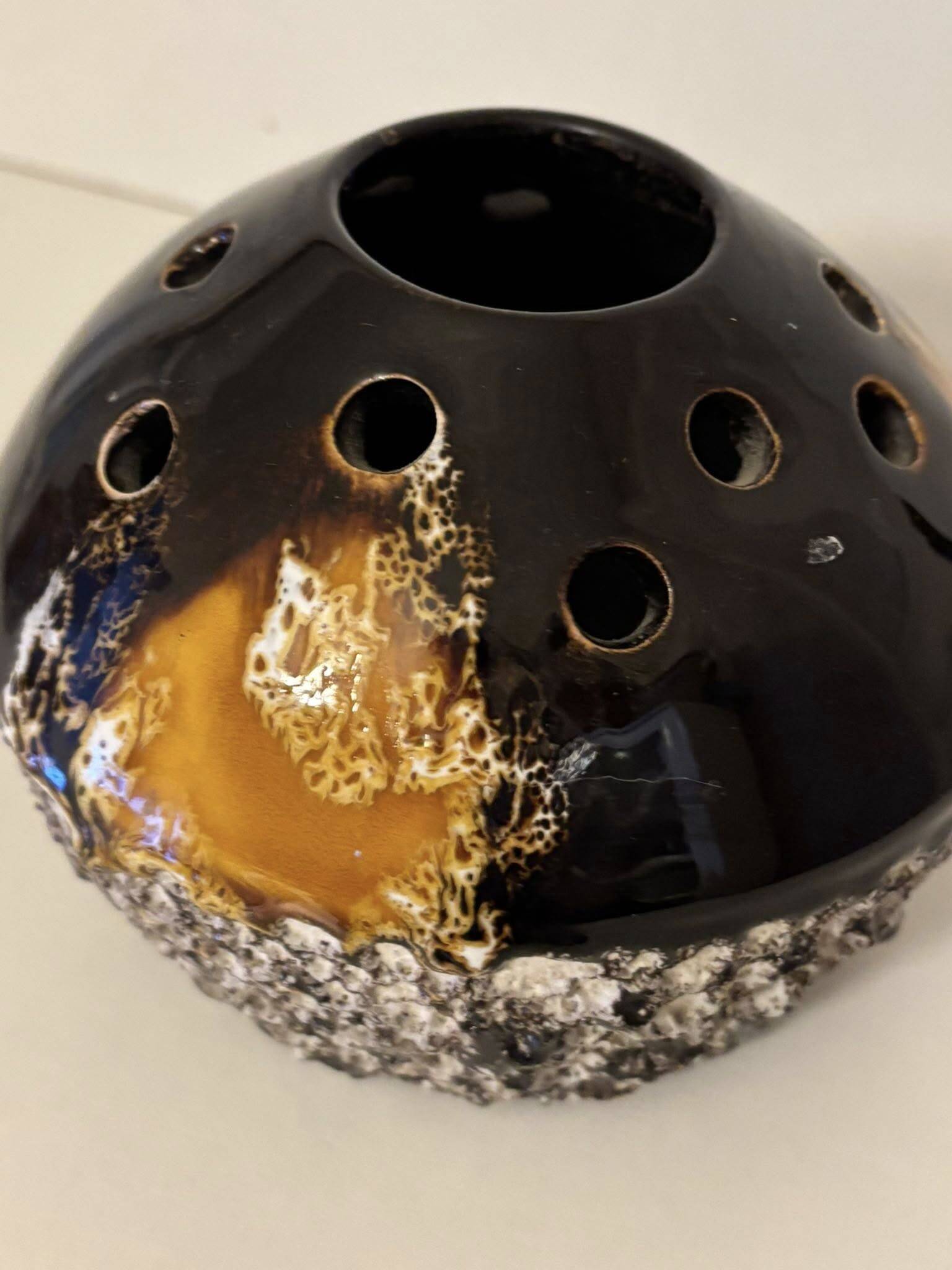 Antique Fat Lava Ceramic Flower Pick