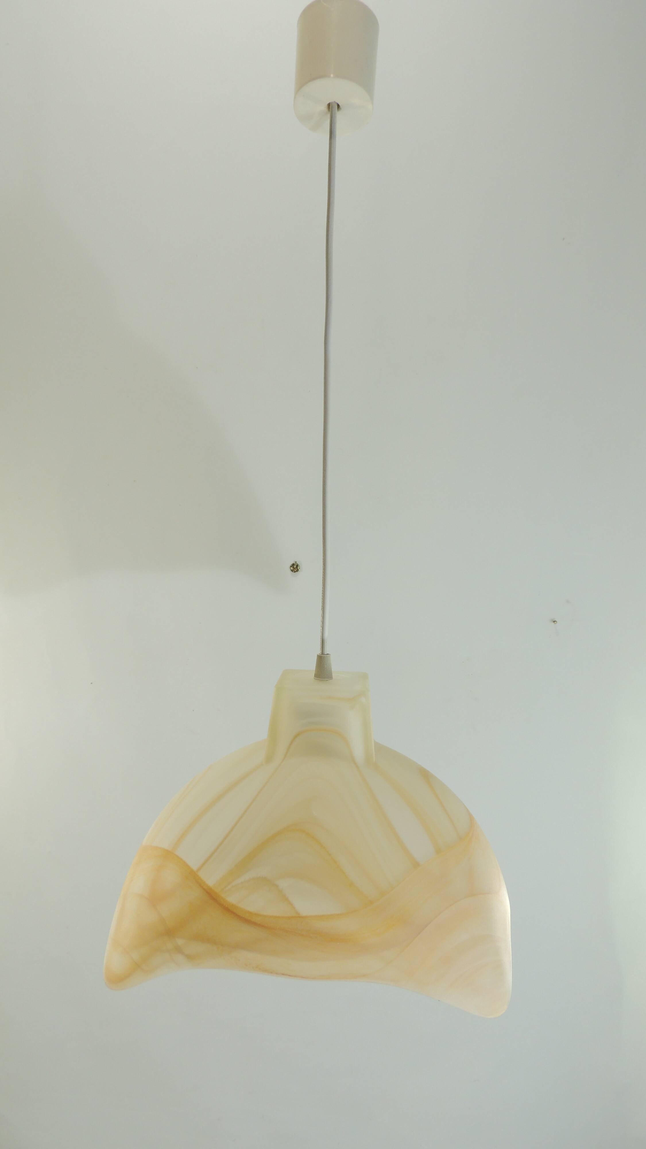 1970s vintage honey marbled glass suspension – retro design light fixture