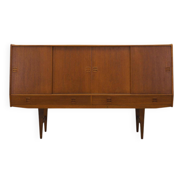 Buffet haut en teck, design danois, années 1960, fabriqué au Danemark