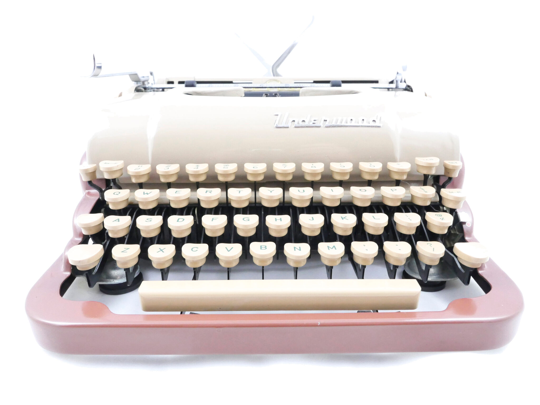 Underwood Quiet Tab De Luxe Caramel and Chocolate Typewriter 1954 revised
