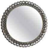Backlit circular wall mirror Bakalowits Vienna with large crystals, Austria, 1950s